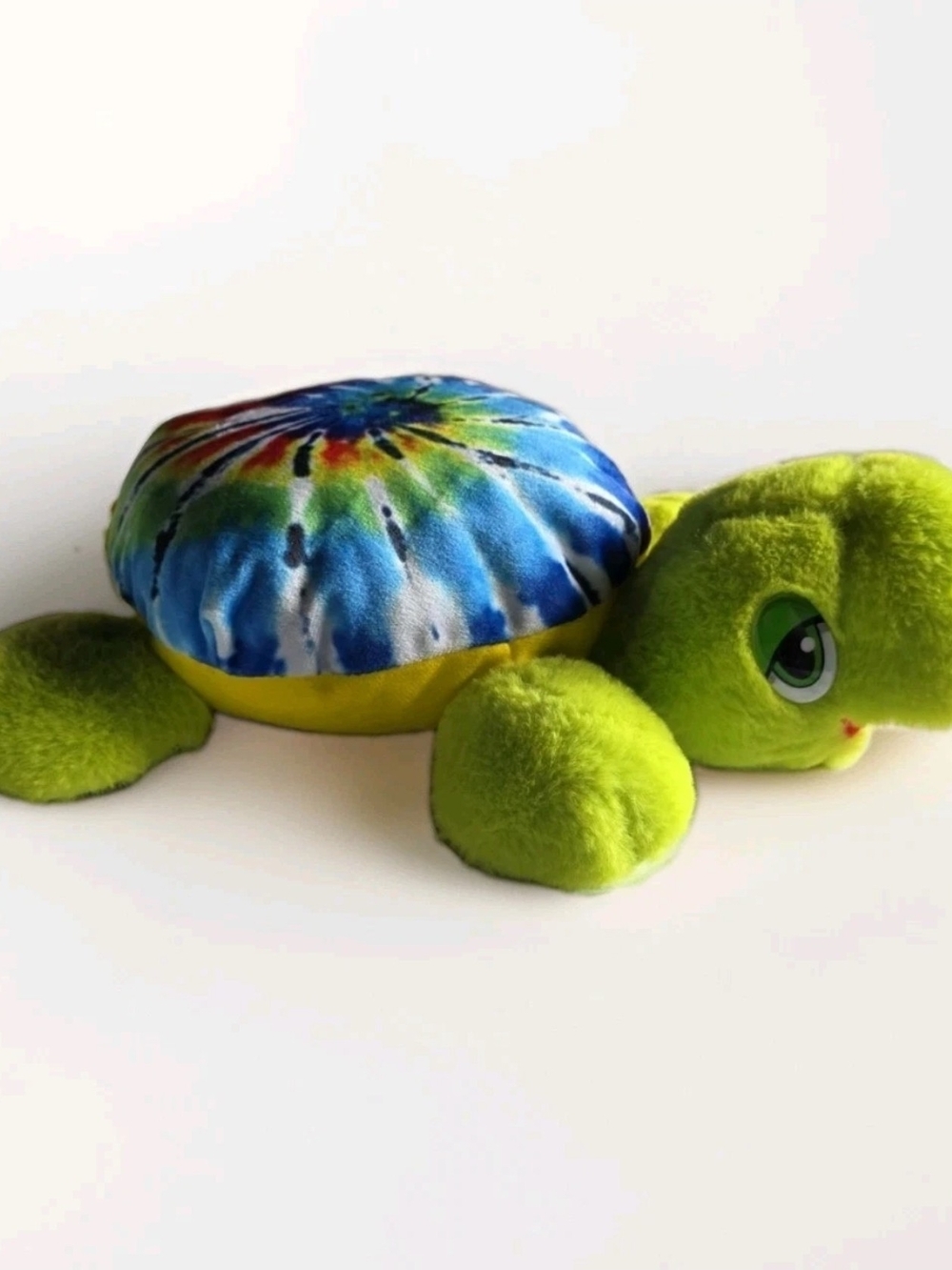Green Tie Dye Sea Turtle Plush Stuffed Animal Tired Green Eyes Toy